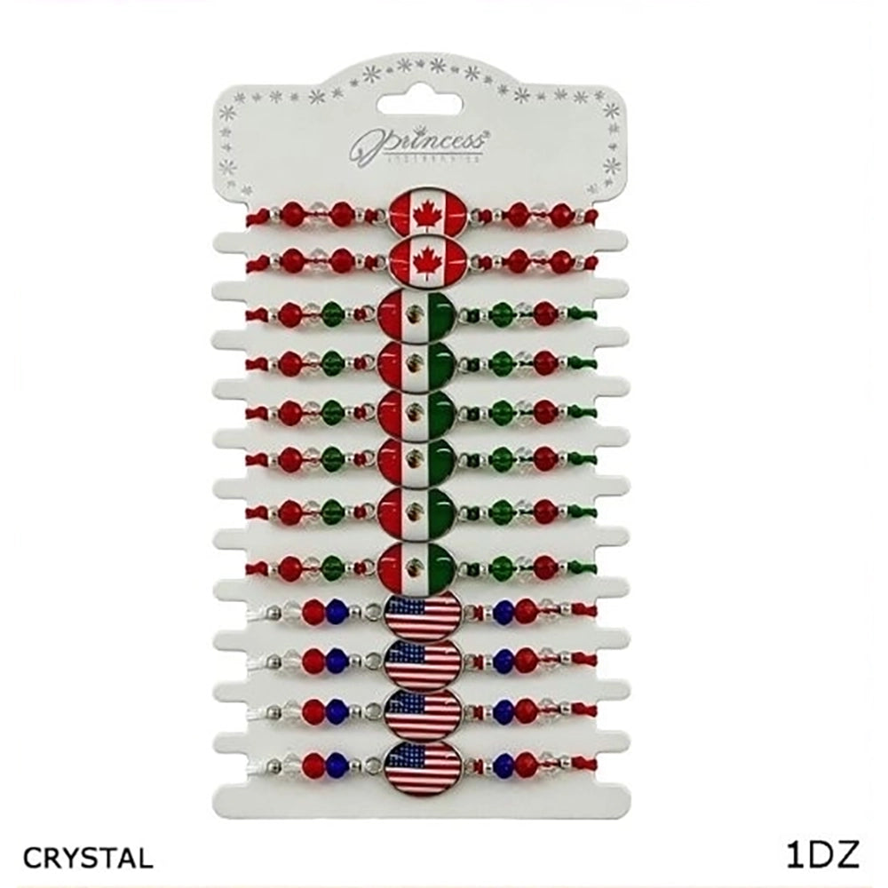 International Flag Charm Bracelet Set - Assorted Country Designs 12pc (BRC-43768FI)