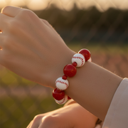 Baseball-Themed Bead Bracelet Set for Sports Fans – Stylish Stackable Jewelry (BRC-43774S)