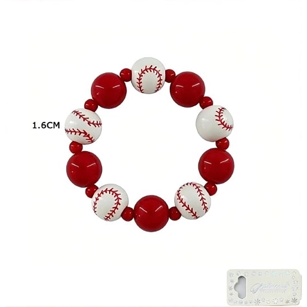 Baseball-Themed Bead Bracelet Set for Sports Fans – Stylish Stackable Jewelry (BRC-43774S)