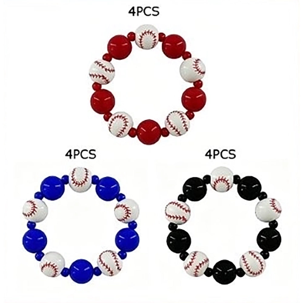 Baseball-Themed Bead Bracelet Set for Sports Fans – Stylish Stackable Jewelry (BRC-43774S)