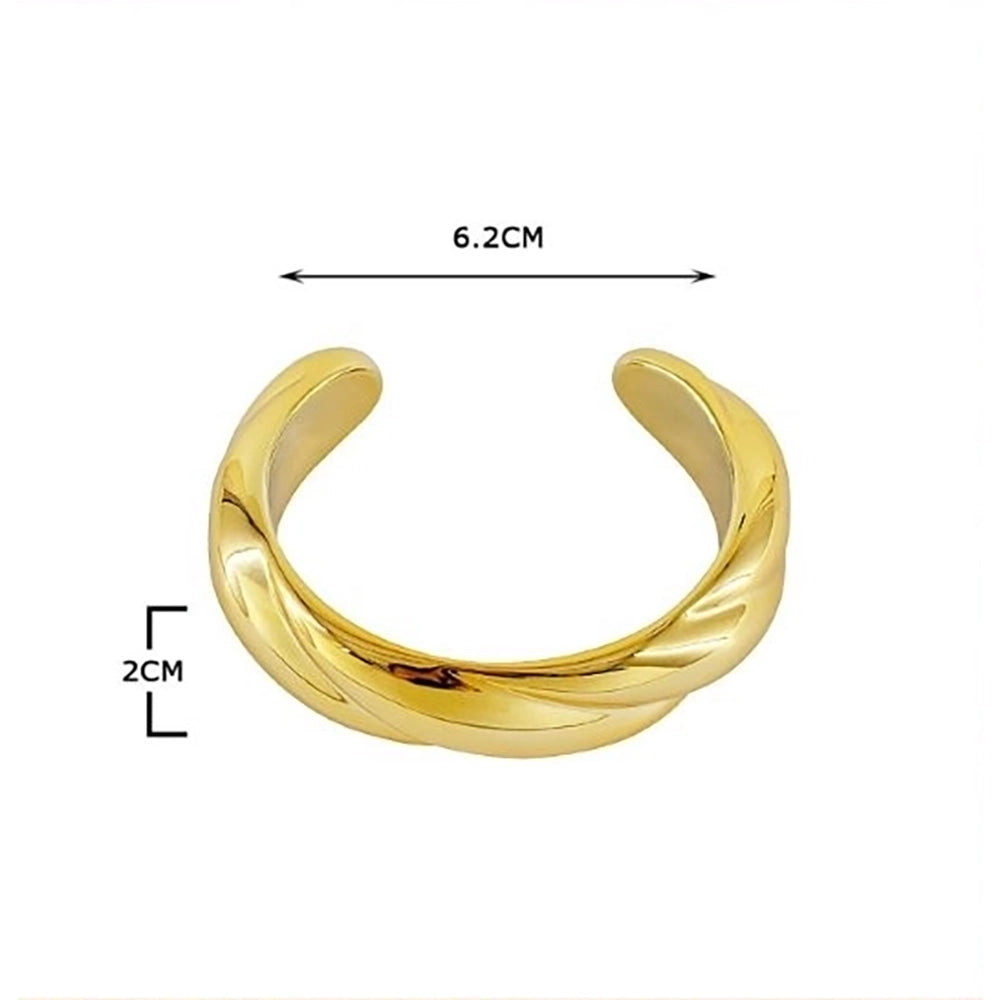 Twisted Gold Cuff Bracelet – Elegant Wide Open Bangle for Women, 6.2cm Diameter (BRC-4503GS)