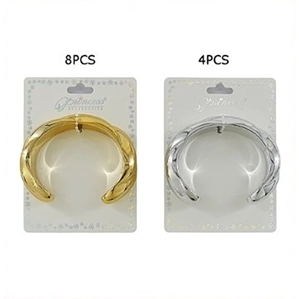 Twisted Gold Cuff Bracelet – Elegant Wide Open Bangle for Women, 6.2cm Diameter (BRC-4503GS)