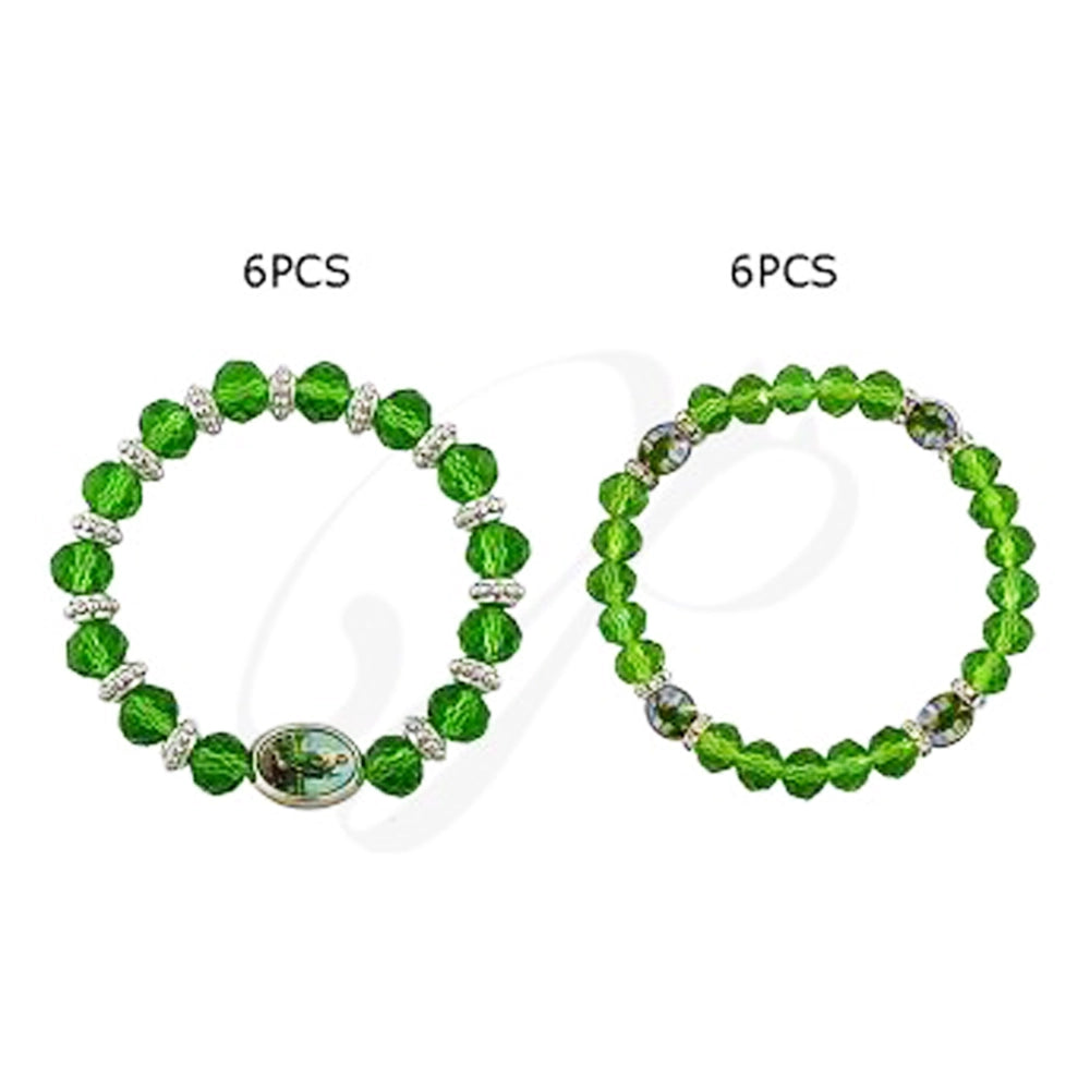 St. Jude Green Crystal Beaded Stretch Bracelet (BRC-47089RE)