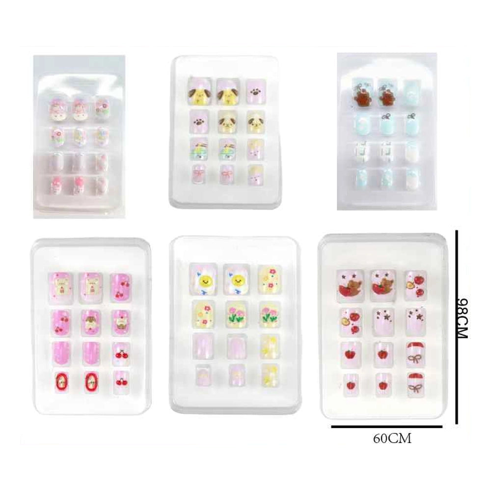Kid's Press-On Nails Set | 12-Piece Cute Cartoon & Floral Falsies (BT09)