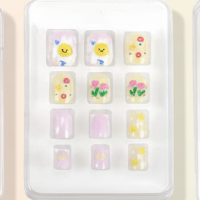 Kid's Press-On Nails Set | 12-Piece Cute Cartoon & Floral Falsies (BT09)