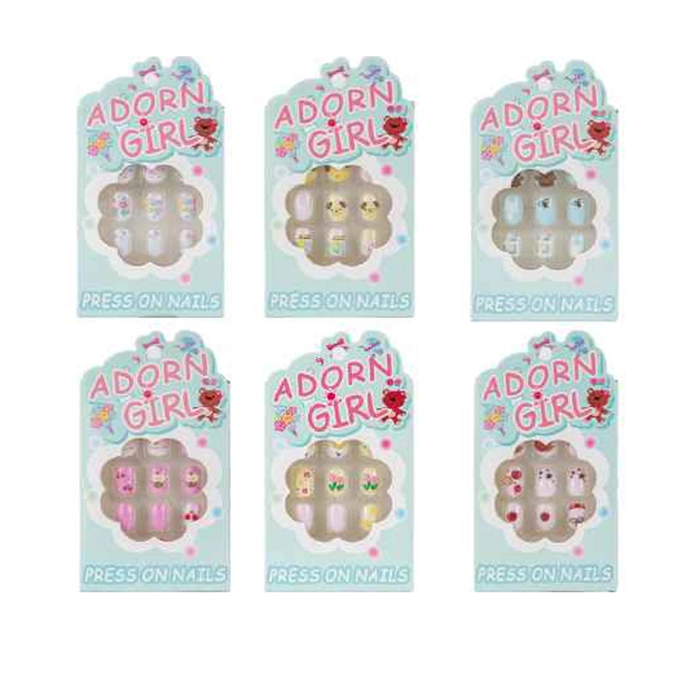 Kid's Press-On Nails Set | 12-Piece Cute Cartoon & Floral Falsies (BT09)