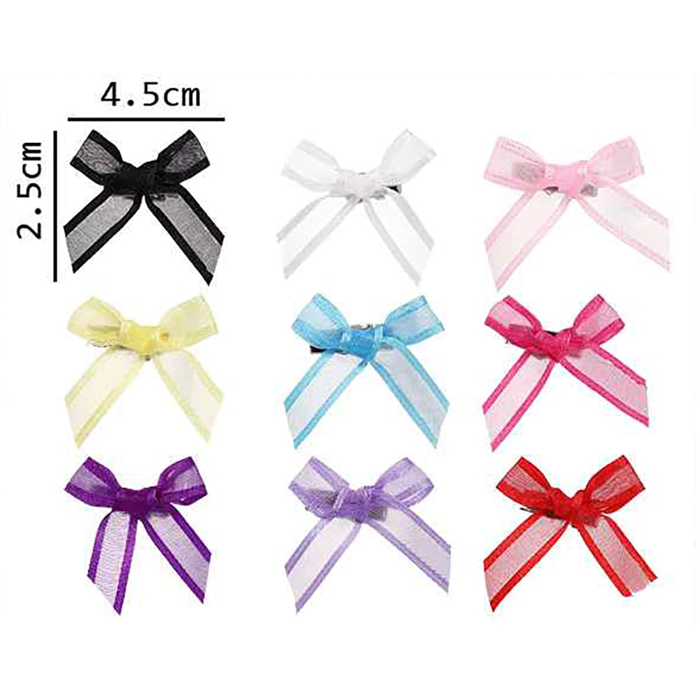 Mini Organza Ribbon Bow Hair Clips Set, 4.5cm Sheer Mesh Hair Bows for Girls and Women, Colorful Ribbon Barrettes, Coquette Aesthetic Hair Accessories (BW03A)