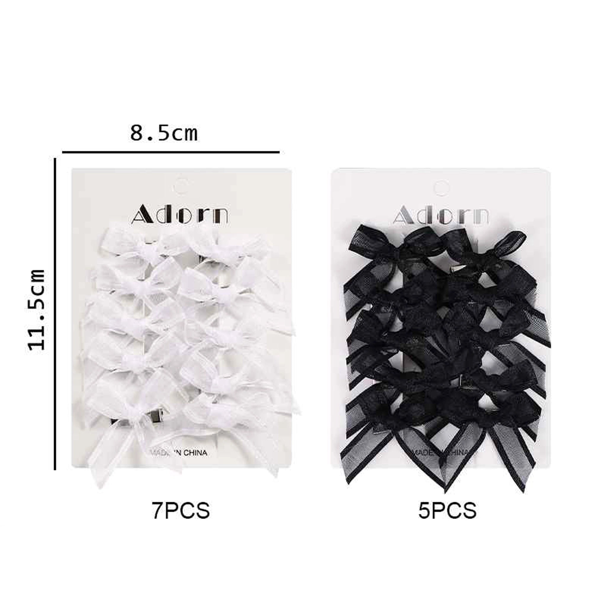 Mini Organza Ribbon Bow Hair Clips Set – Sheer Mesh Ribbon Bowknot Alligator Clips for Girls and Women, Y2K Coquette Hair Accessories (Black & White Packs) (BW03BW)