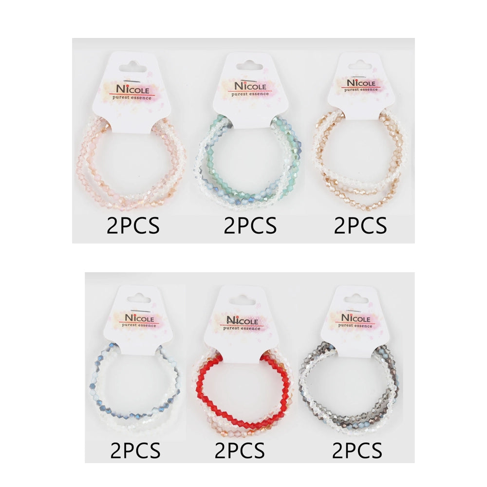 Faceted Crystal Beaded Bracelet Set - Stackable Stretch Bracelets (CB2188A)