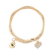 Elegant Gold/Silver-Tone Heart Charm Fashion Bracelet