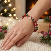 Women’s Christmas Holiday Enamel Tree & Paved Star Connector Beaded Stretch Bracelet – 12pcs (CB2836)