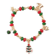 Christmas Beaded Charm Bracelet – Holiday Bracelet with Christmas Tree, Bell, Heart, and Star
