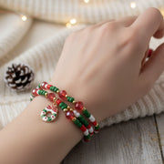 Christmas Beaded Charm Bracelet – 3pc Bracelet Christmas wreath pendant