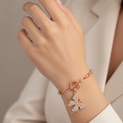 Pave Crystal Butterfly Charm on Chunky Chain