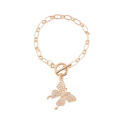 Pave Crystal Butterfly Charm on Chunky Chain