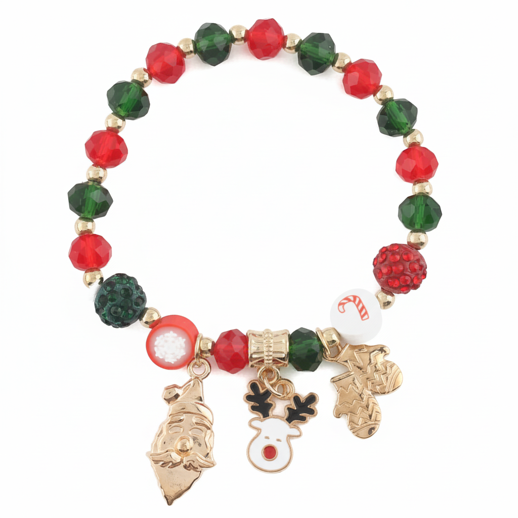 Sparkling Holiday Charm Bracelet | Christmas Beaded Jewelry