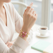 Romantic Crystal Heart Charm Bangle Bracelet – "Love" Pendant & Rhinestone Beads – Perfect Valentine’s Day Gift