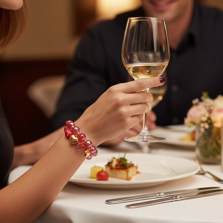 Beaded Heart Charm Bracelet (CB2406)