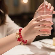 Valentine’s Day Beaded Charm Bracelet Set – Teddy Bear, Heart & Flower Charms – Cute Jewelry Gift for Her