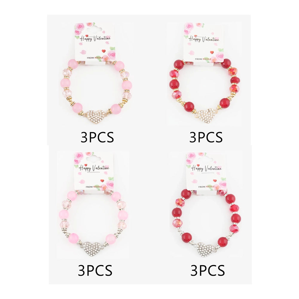 Sparking Rhinestone Heart Charm Beaded Bracelet – The Perfect Valentine's Gift