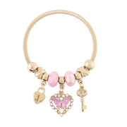Your Secret Garden Charm Bracelet - Lock, Key, and Pink Butterfly