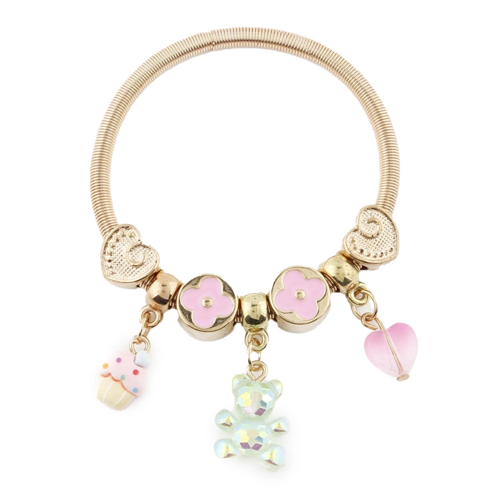 Bracelet Jewelry with Gummy Bear, Cupcake, and Floral Charms – Set of 12 Colors (CB2448)