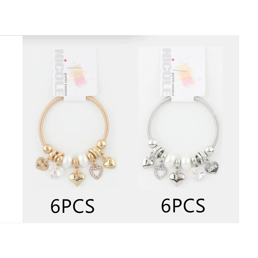 Heart & Pearl Charm Bracelet (CB2487)