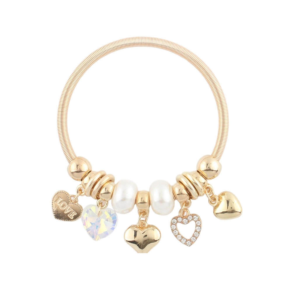 Heart & Pearl Charm Bracelet (CB2487)
