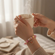 Vibrant Beaded Stretch Bracelet with Crystal Butterfly Heart Charm