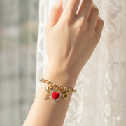 Catena Design Heart & Key Charm Bracelet – Crystal Pavé Enamel Jewelry