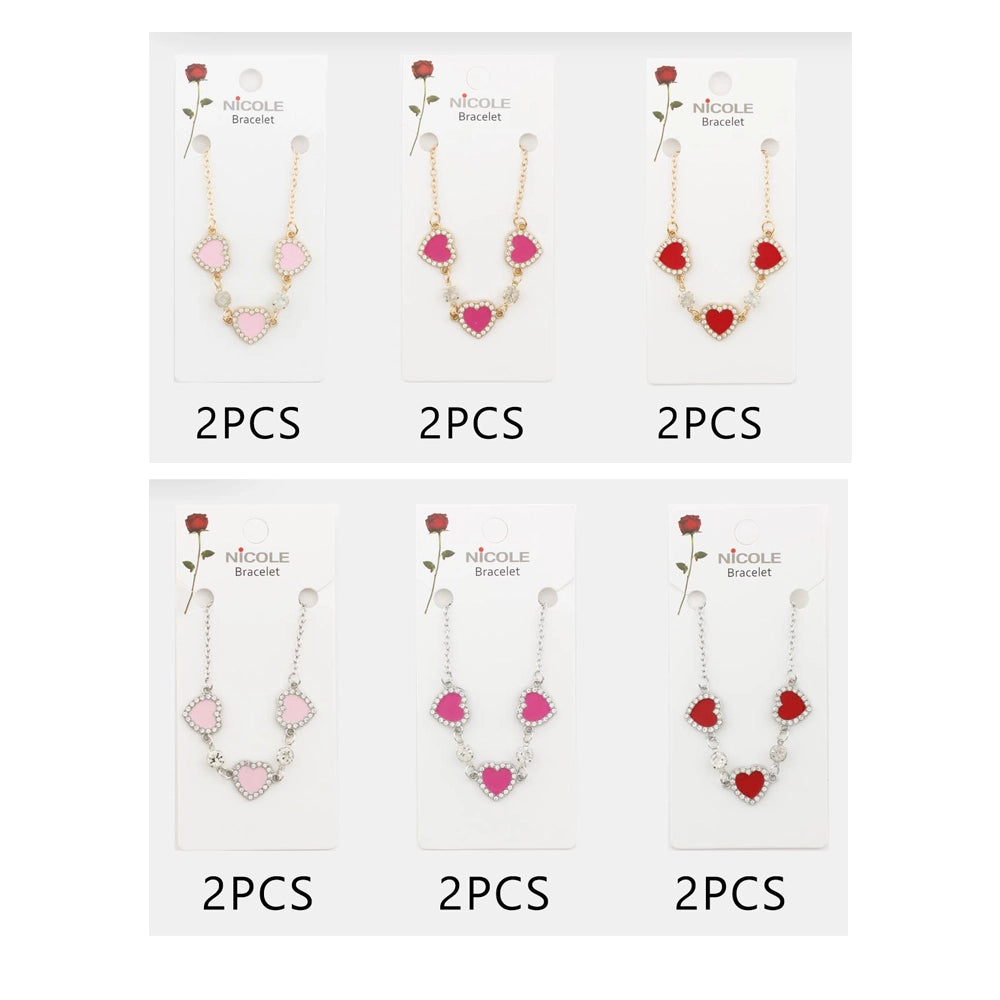 Catena Design Crystal Heart Enamel Bracelet for Valentine's Day, Anniversaries, Birthdays, Bridesmaid Gifts