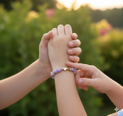 Kids Heart Charm Beaded Stretch Bracelet - Marble Effect Stone Beads - Pack of 12 (CB2891)