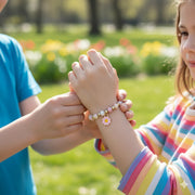 Kids' Daisy Charm Beaded Bracelet – Pastel Flower Stretch Jewelry for Girls (CB2894)