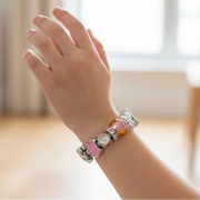 Kids Adjustable Silver-Tone Charm Bracelet – Colorful Bead & Pendant Set (CB2902)