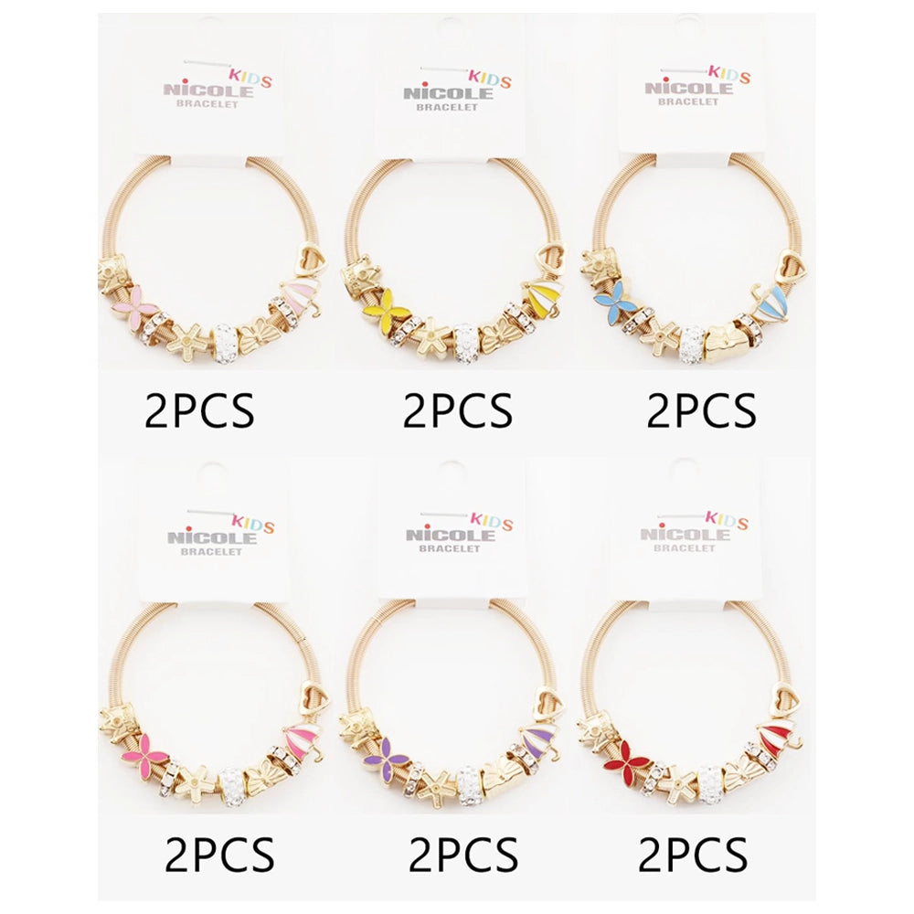 Kids’ Gold-Tone Charm Bracelet 12pc Assorted Set (CB2908)