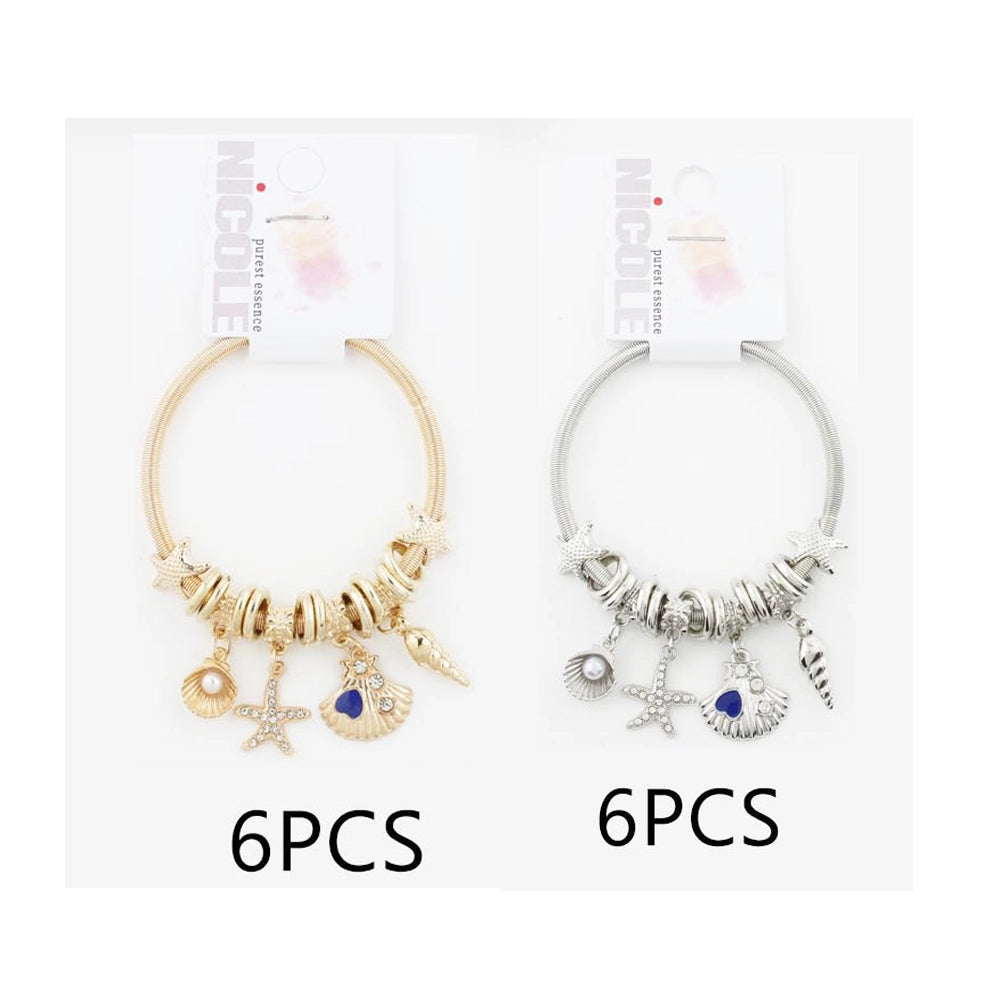 Ocean Charm Necklace – Coastal Beach Shell & Starfish Pendant Jewelry (CB2923)