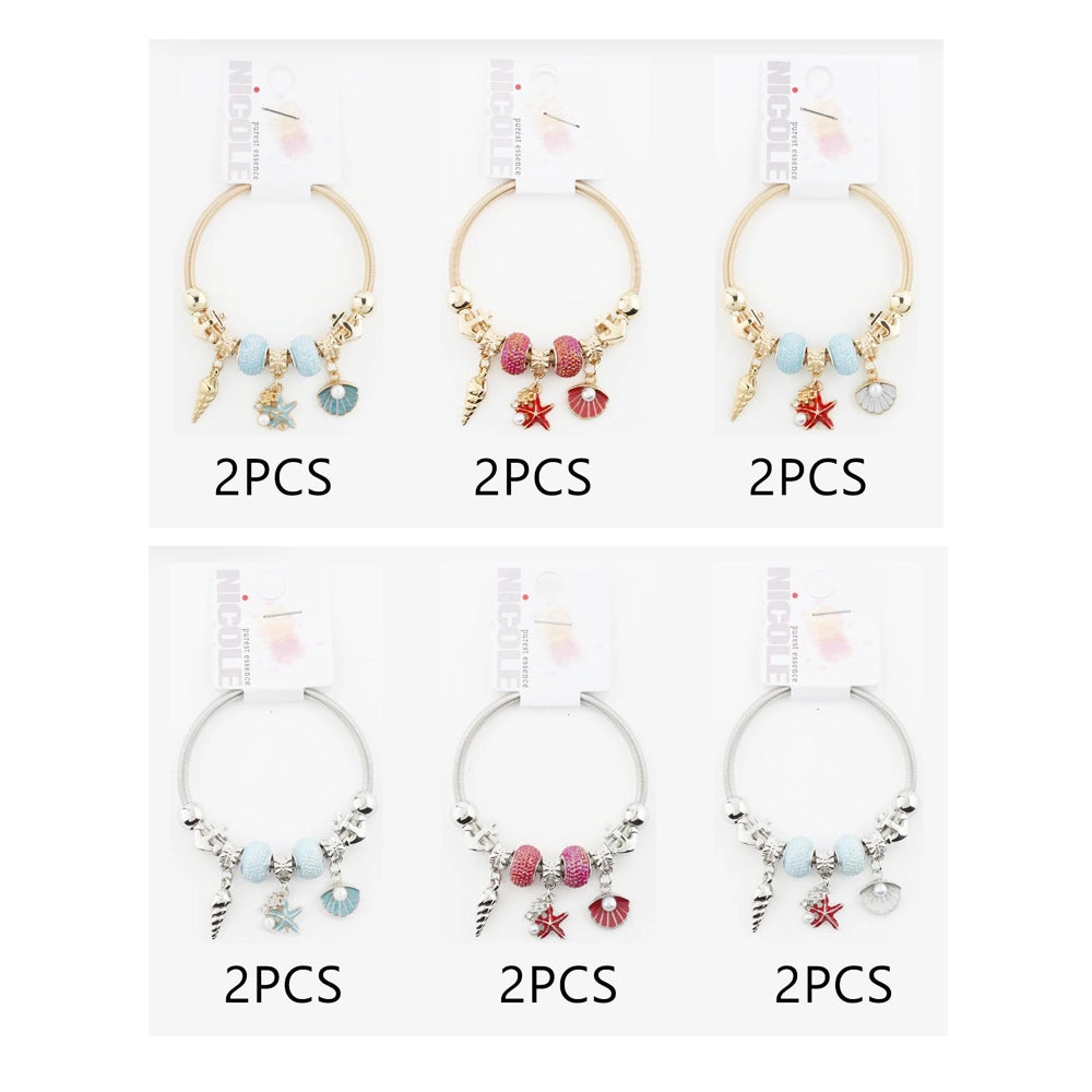 Nautical Charm Stretch Bracelet - Ocean Theme Gold & Silver Tone (CB2924