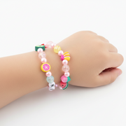 Colorful Fruit Charm "HUG" Beaded Bracelet Set for Kids CB2951