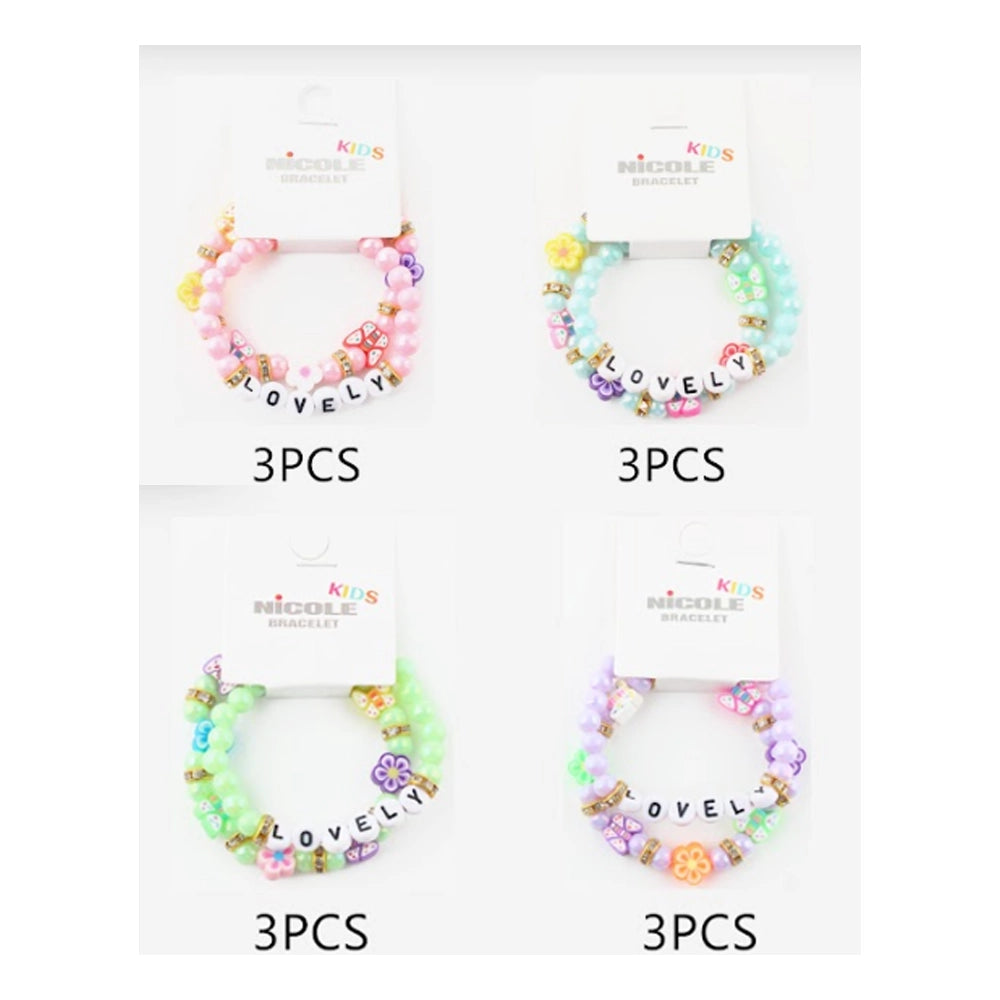 "LOVELY" Beaded Bracelet Set – Colorful Butterfly & Flower Charms CB2955