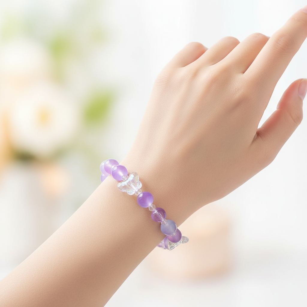 Pastel Beaded Butterfly Bracelet Set (CB2974) – Cute Stackable Charm Bracelets for Girls & Women (CB2974)
