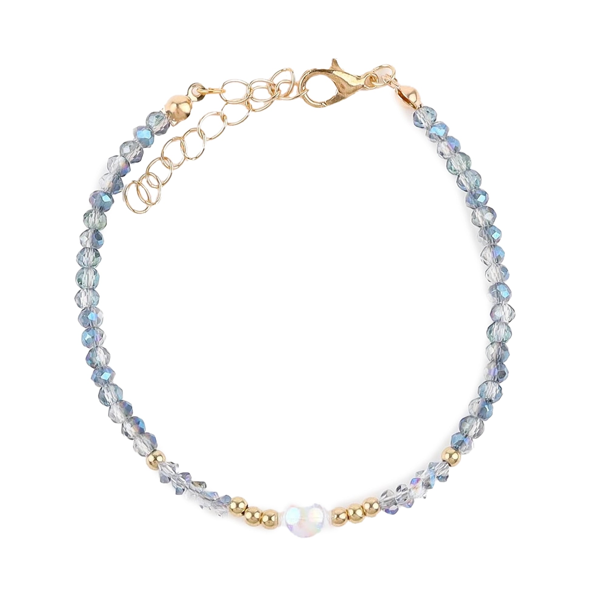 Handmade Glass Crystal Bead Charm Bracelet for Women – Dainty Stackable Jewelry (CB3006)