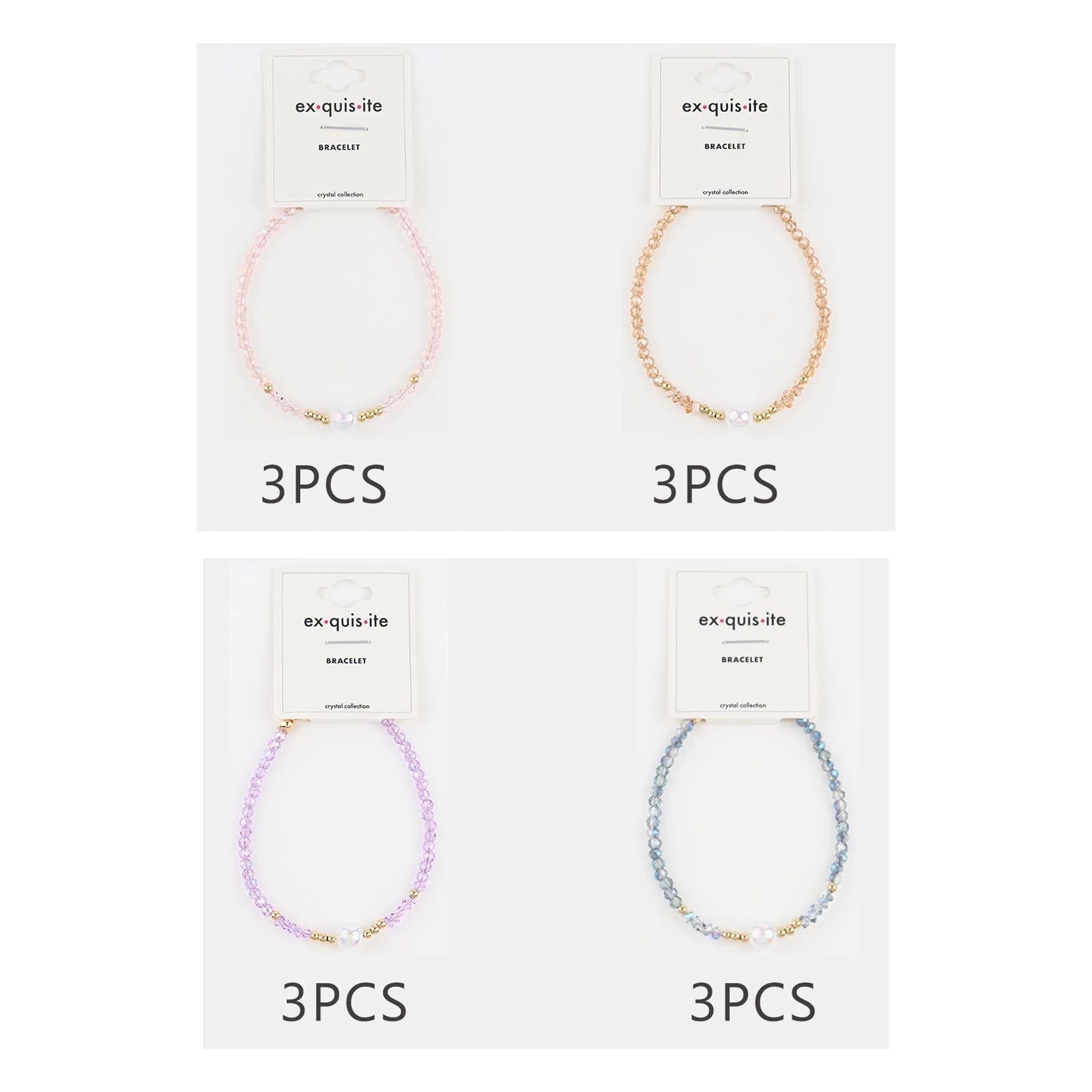 Handmade Glass Crystal Bead Charm Bracelet for Women – Dainty Stackable Jewelry (CB3006)