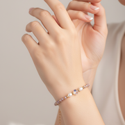 Crystal Bead Bracelet Set – Elegant Faceted Glass Beads with Gold Accents and Adjustable Lobster Clasp (CB3022)