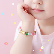 Kids Stretchable Beaded Charm Bracelet – Colorful Fun Beads & Cute Charms (CB3123)