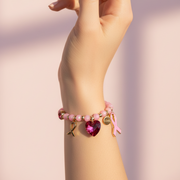 Pink Ribbon Breast Cancer Awareness Beaded Stretch Bracelet Set – Hope & Support Jewelr (CB3159)y
