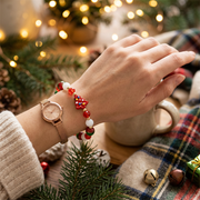 Kids Christmas Holiday Beaded Crystal Stretch Bracelet with 3D Charms – 4-Style 12pcs (CBR-10033)