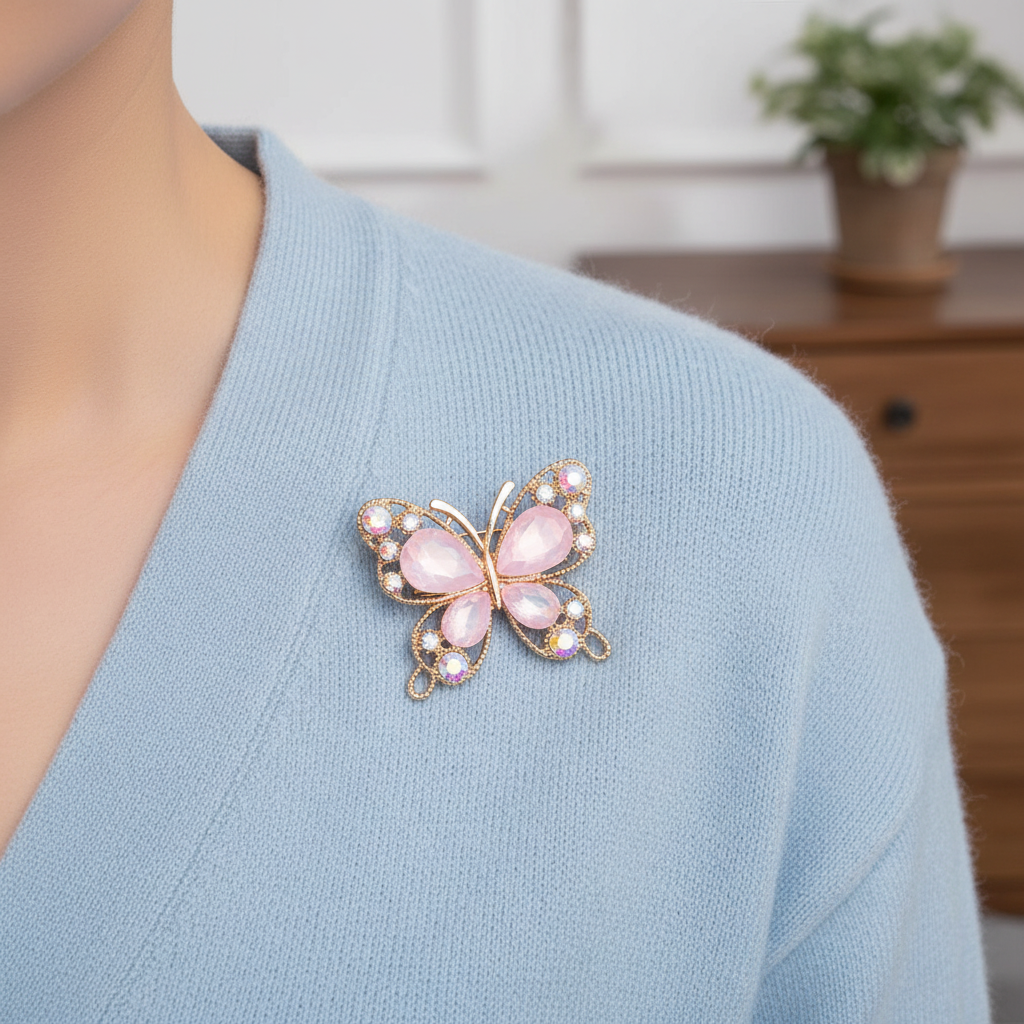 Elegant Crystal Butterfly Brooch Pin (CC1118)