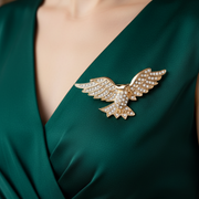Gold & Silver Crystal Eagle Brooch Pin - Rhinestone Bird Lapel Pin for Women, Fashion Jewelry Accessory, Pack of 12 (CC1158)