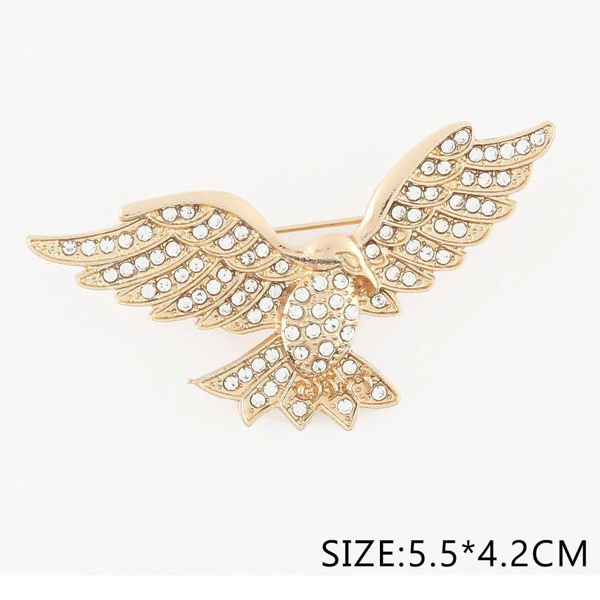 Gold & Silver Crystal Eagle Brooch Pin - Rhinestone Bird Lapel Pin for Women, Fashion Jewelry Accessory, Pack of 12 (CC1158)