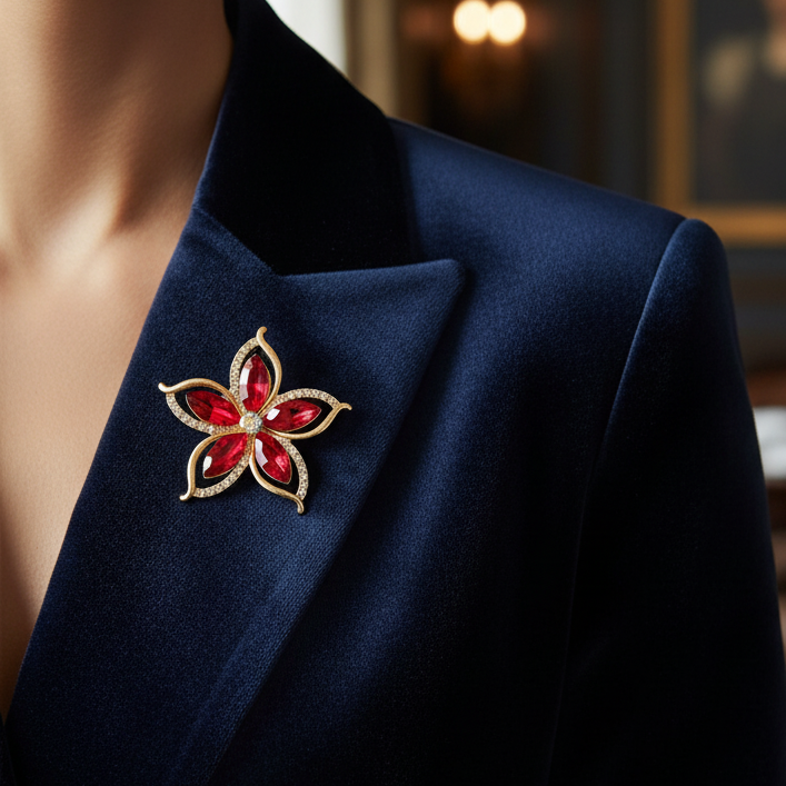 Crystal Flower Brooch Pin (CC1183)